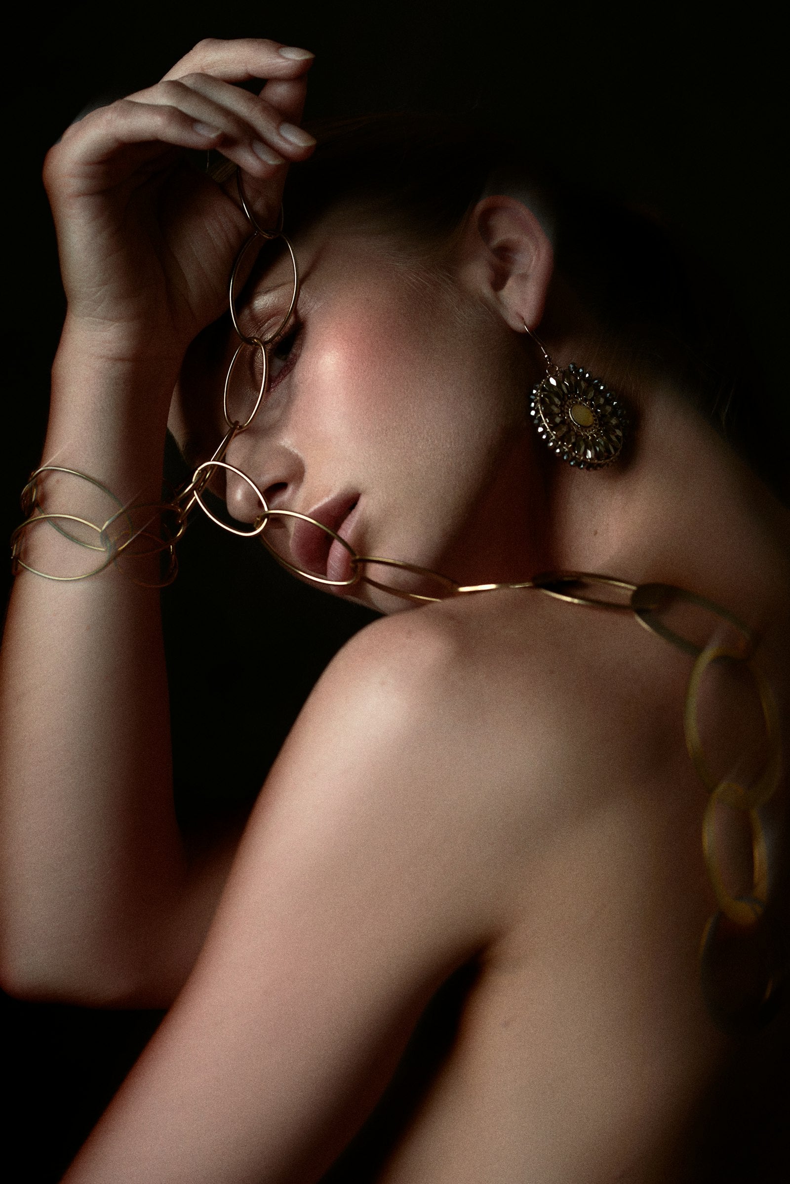 Model wearing Emora earrings