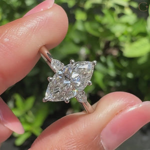 Three Stone Marquise & Pear Diamond Ring