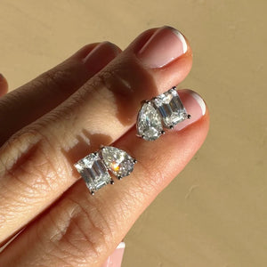 Pear and Emerald Cut Diamond Earrings