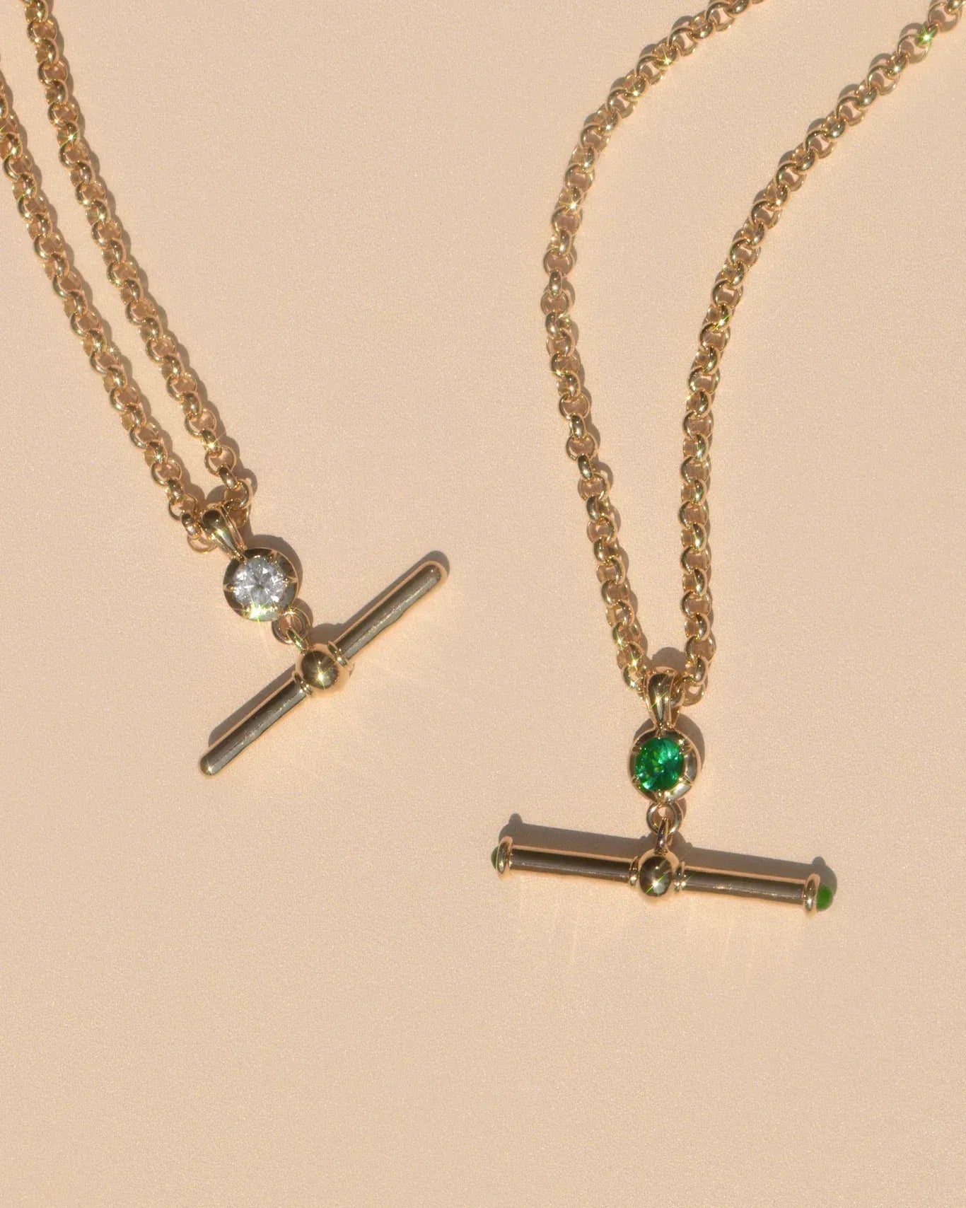 14K Gold T Bar Diamond Necklace