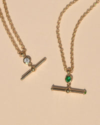 14K Gold T Bar Diamond Necklace