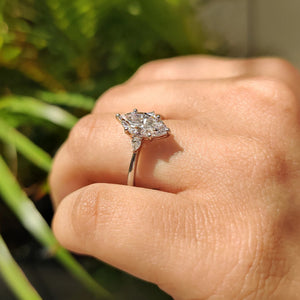 Three Stone Marquise & Pear Diamond Ring