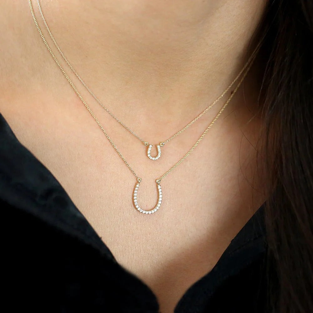 14k Gold Horseshoe Diamond Necklace