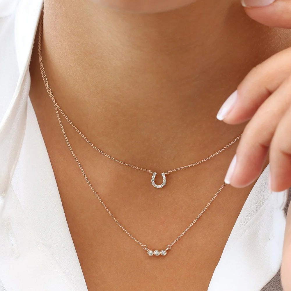 14k Gold Horseshoe Diamond Necklace