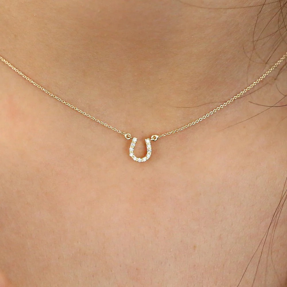 14k Gold Horseshoe Diamond Necklace