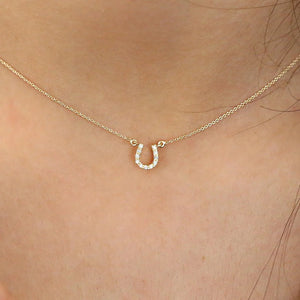 14k Gold Horseshoe Diamond Necklace