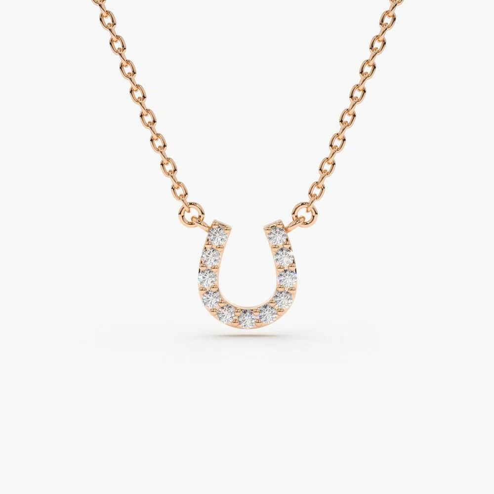 14k Gold Horseshoe Diamond Necklace