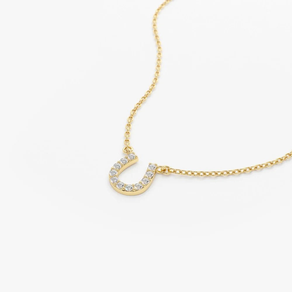 14k Gold Horseshoe Diamond Necklace