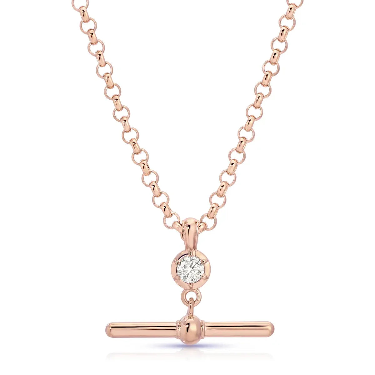 14K Gold T Bar Diamond Necklace