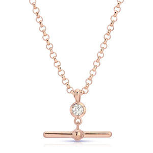 14K Gold T Bar Diamond Necklace