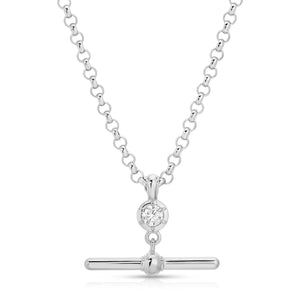 14K Gold T Bar Diamond Necklace