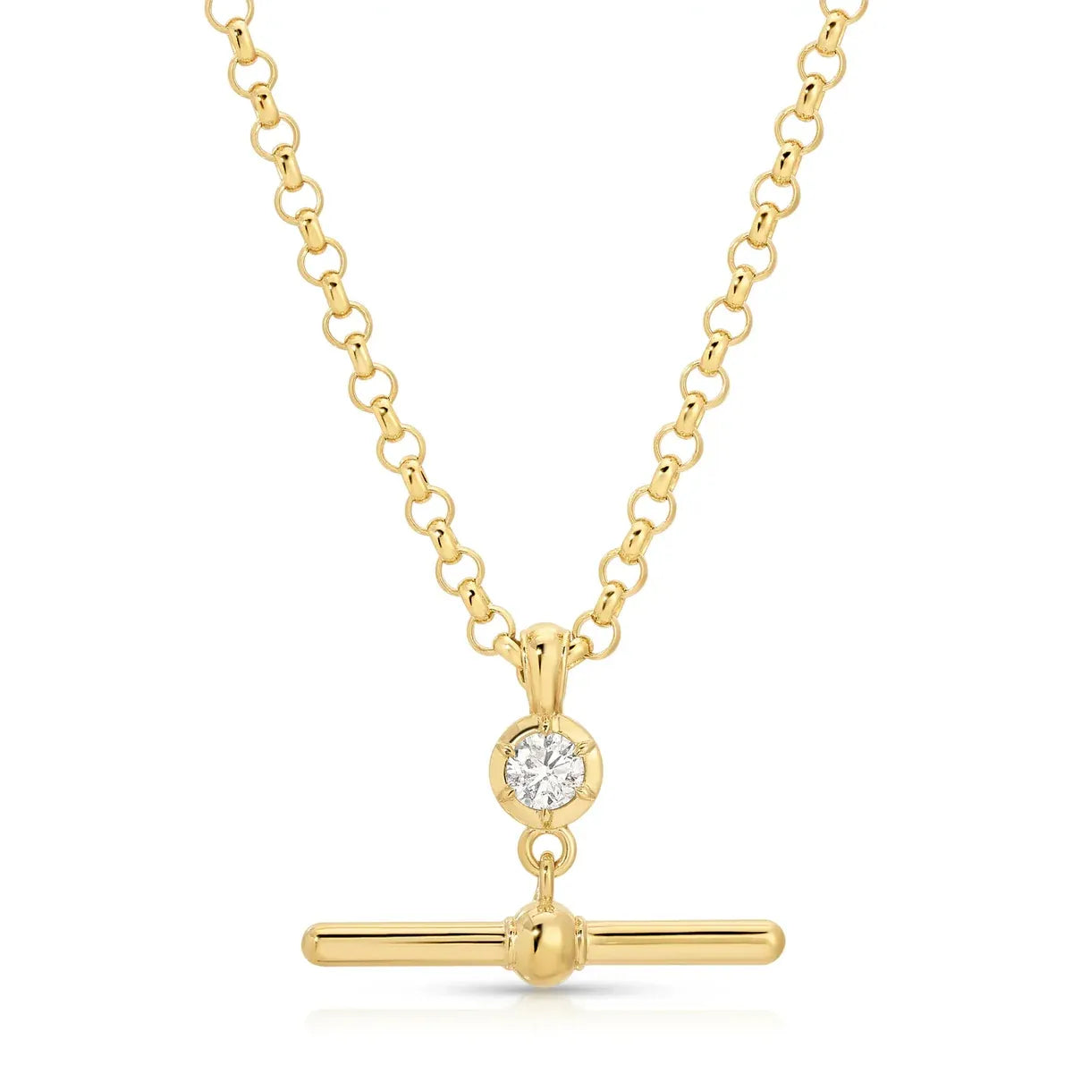 14K Gold T Bar Diamond Necklace