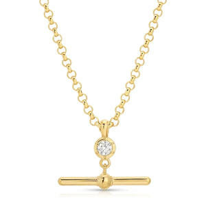 14K Gold T Bar Diamond Necklace