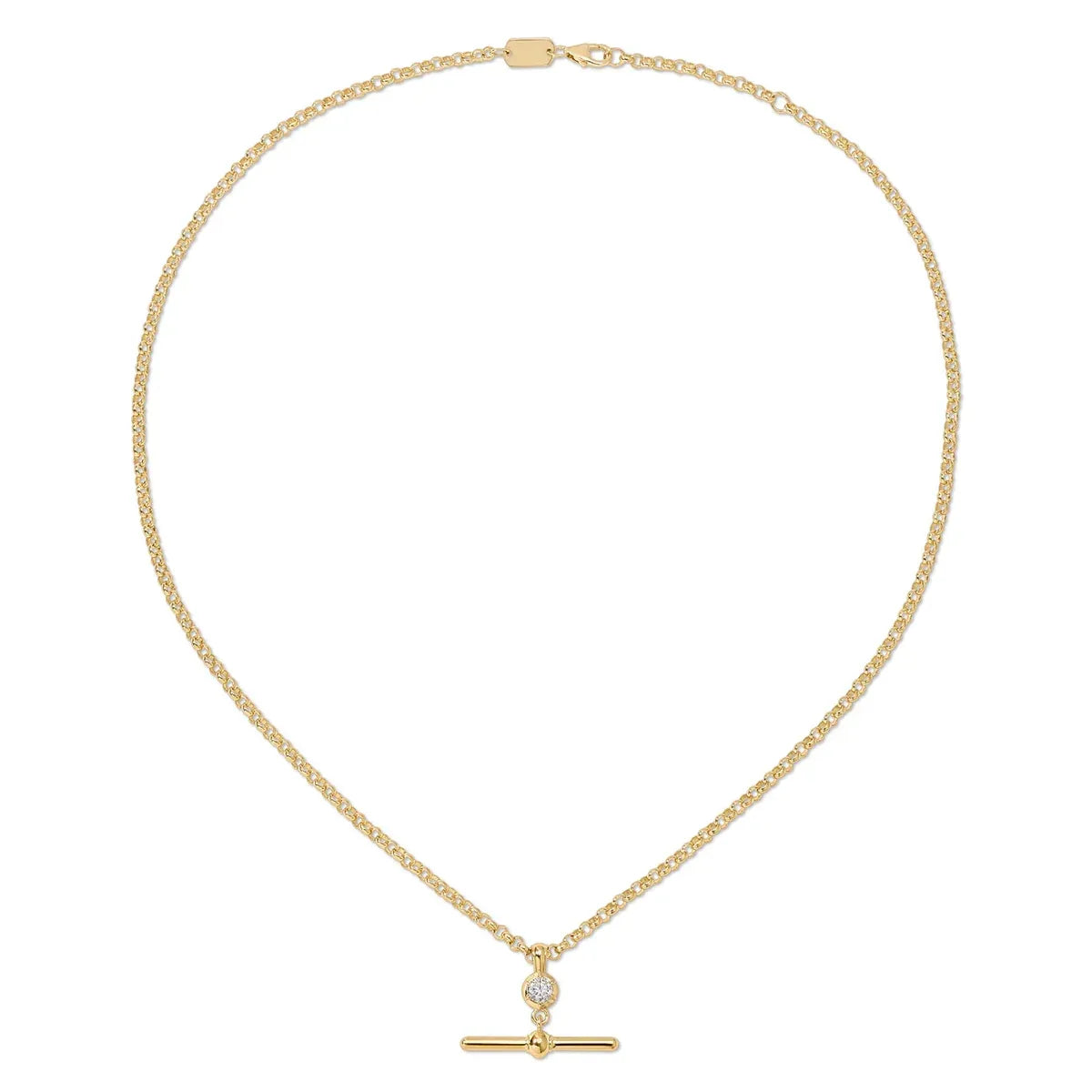 14K Gold T Bar Diamond Necklace