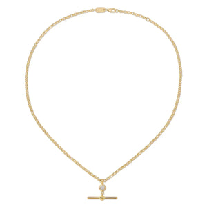 14K Gold T Bar Diamond Necklace