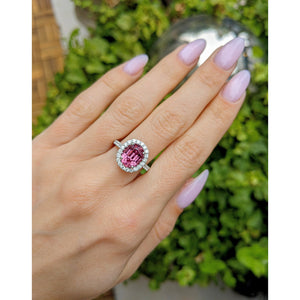 Lady Gaga Inspired Pink Sapphire Halo Engagement Ring