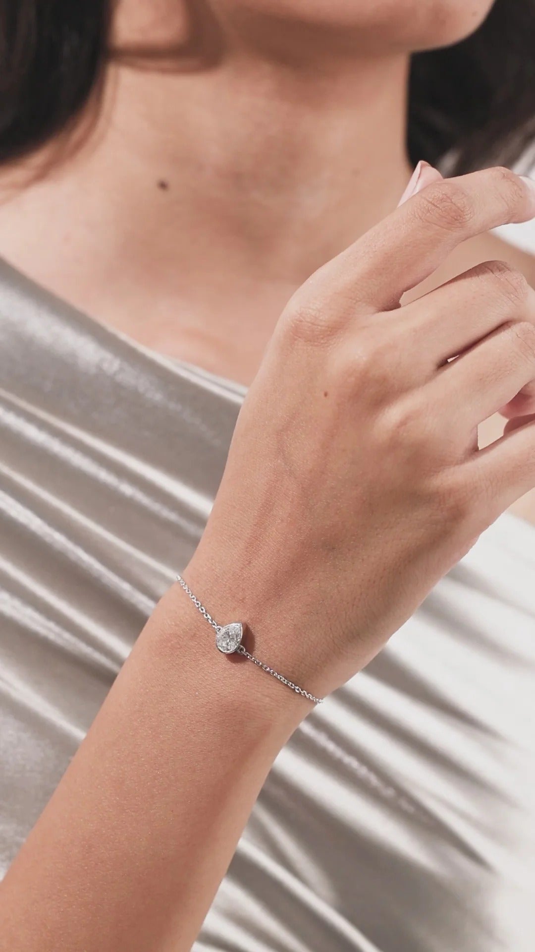 Minimalist Pear Diamond Bracelet for Women