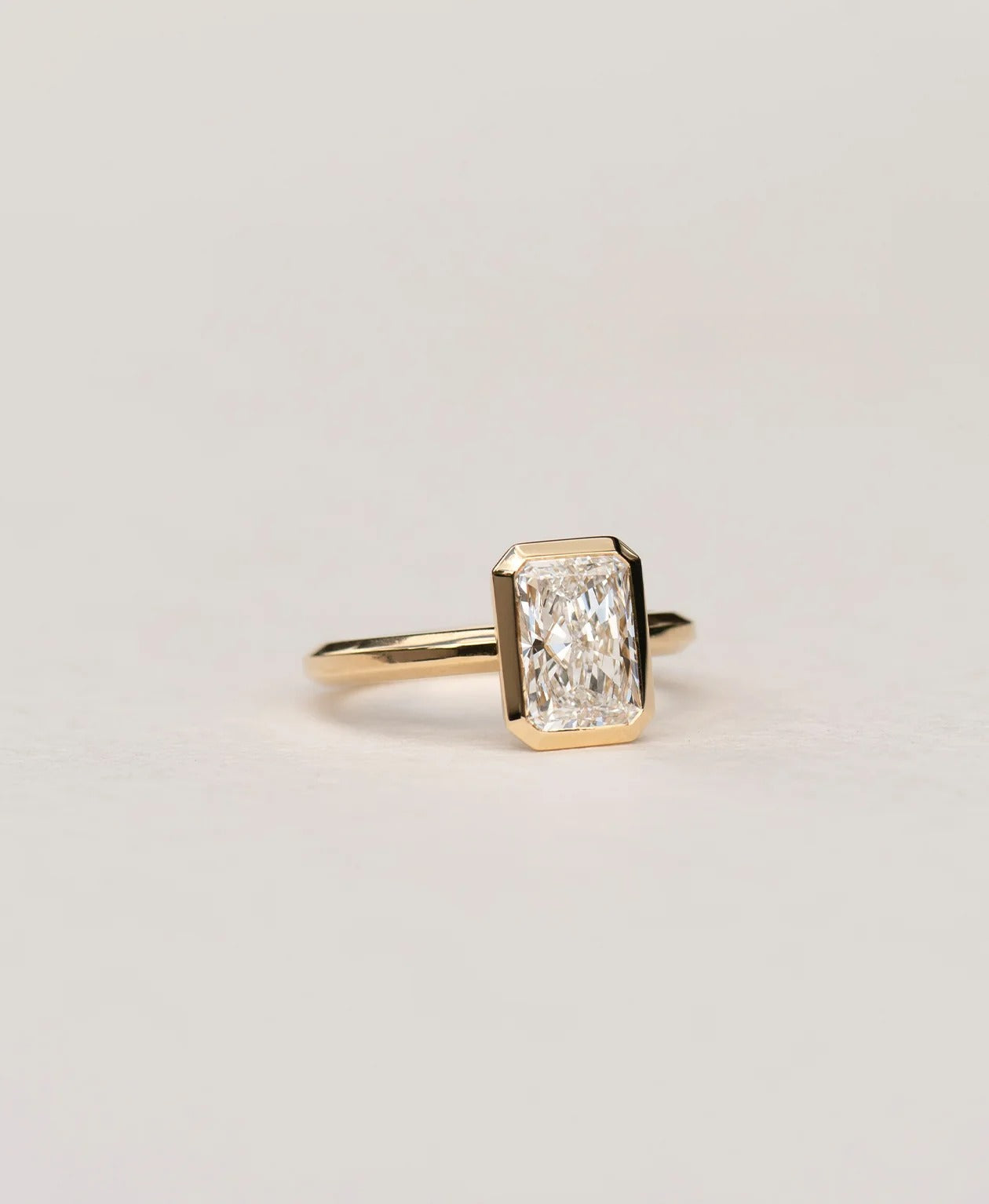 Radiant Cut Lab Created Bezel Set Diamond Ring
