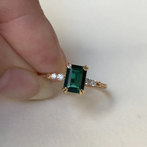Emerald Cut Gemstone Engagement Ring