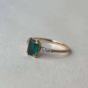 Emerald Cut Gemstone Engagement Ring