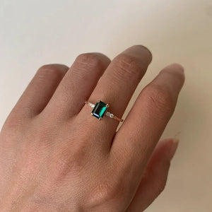Emerald Cut Gemstone Engagement Ring