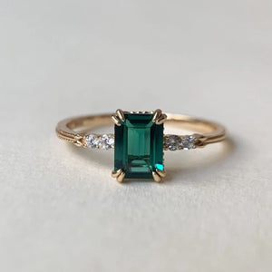 Emerald Cut Gemstone Engagement Ring