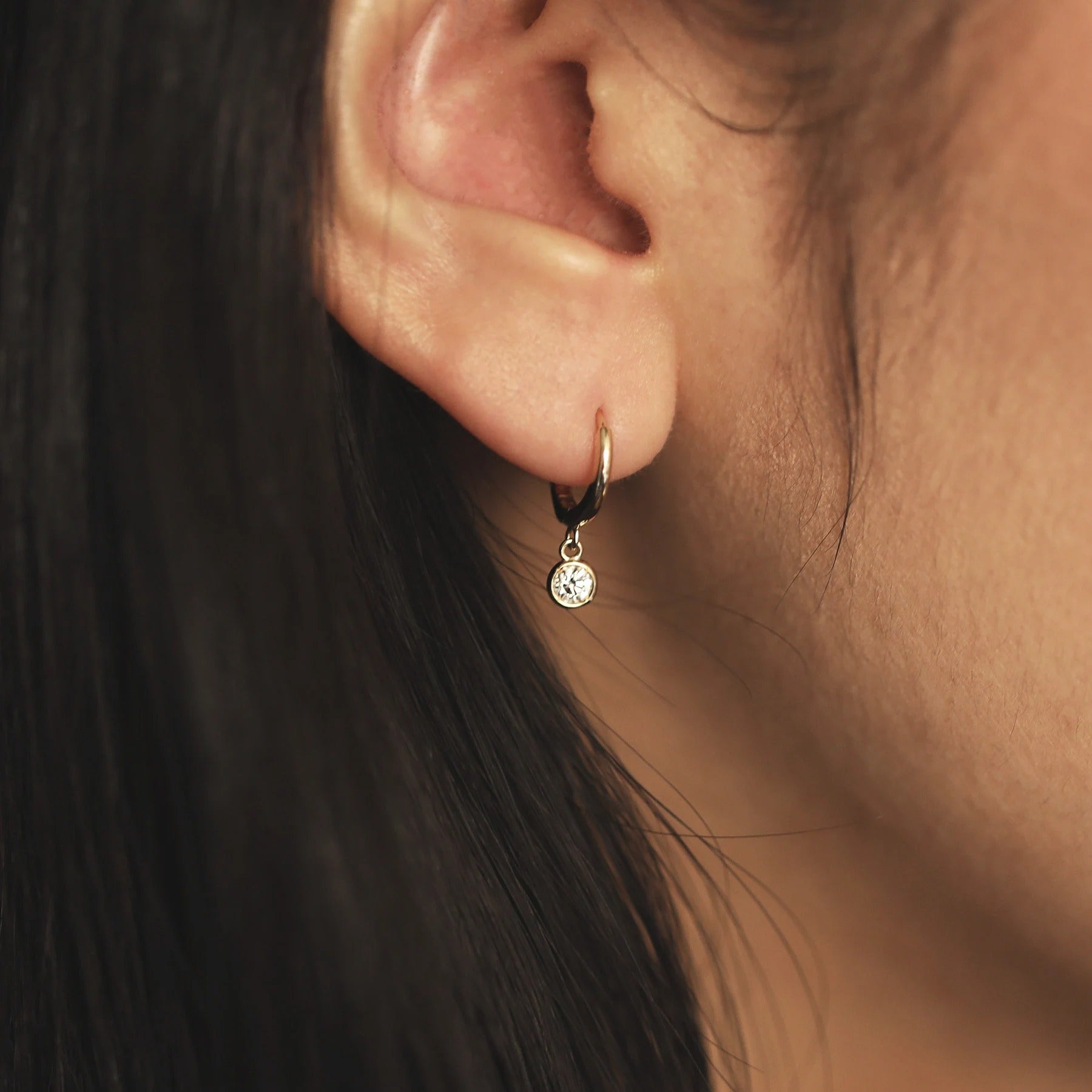 Tiny Diamond Charm Earrings for Women