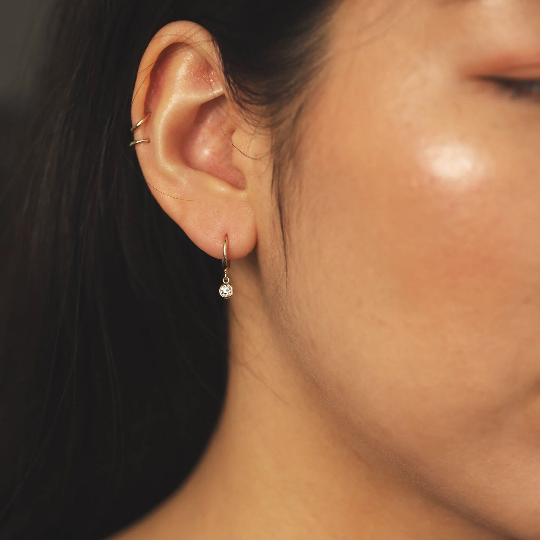 Tiny Diamond Charm Earrings for Women