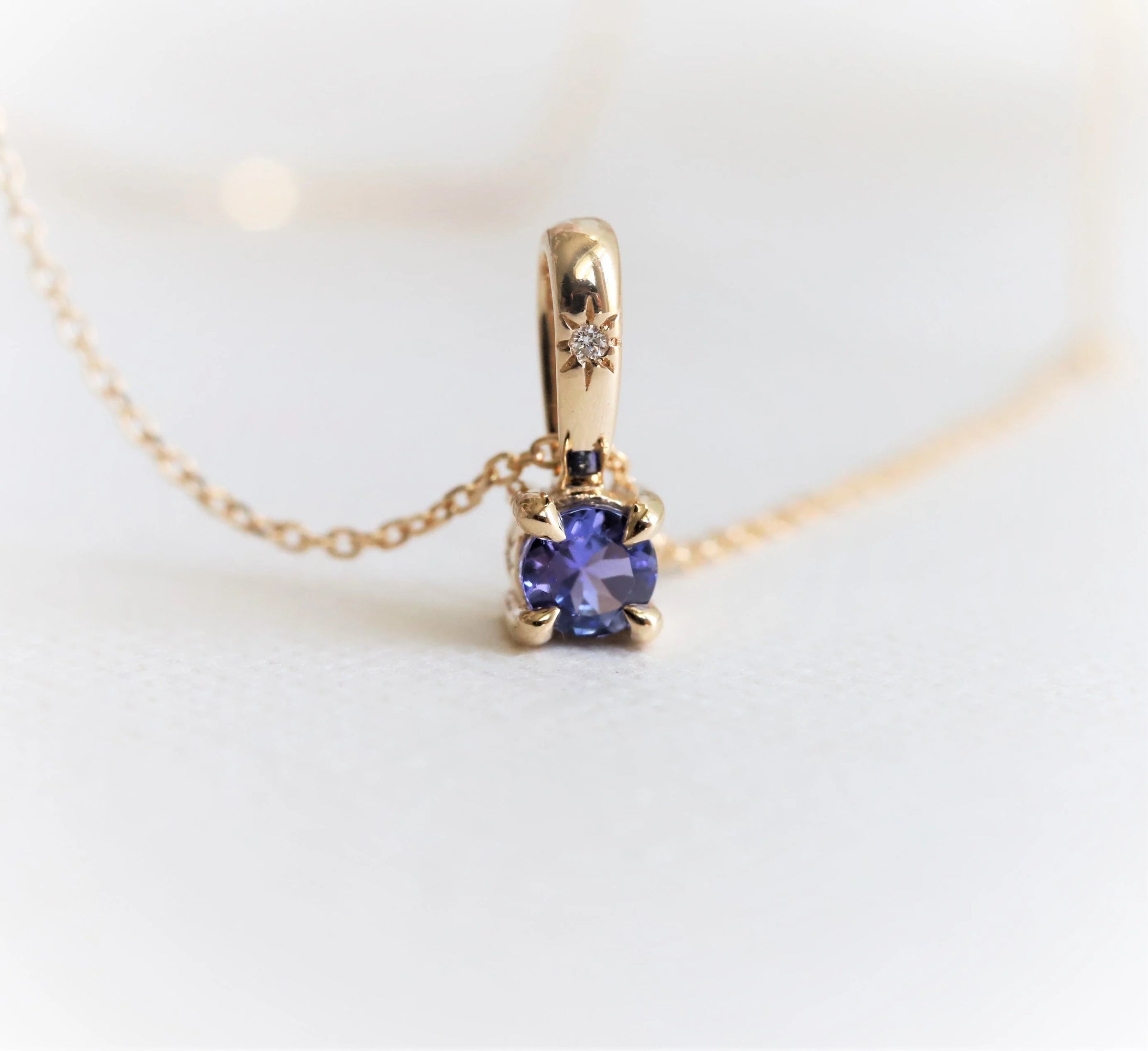 Unique Minimalist Gemstone & Hidden Diamond Necklace