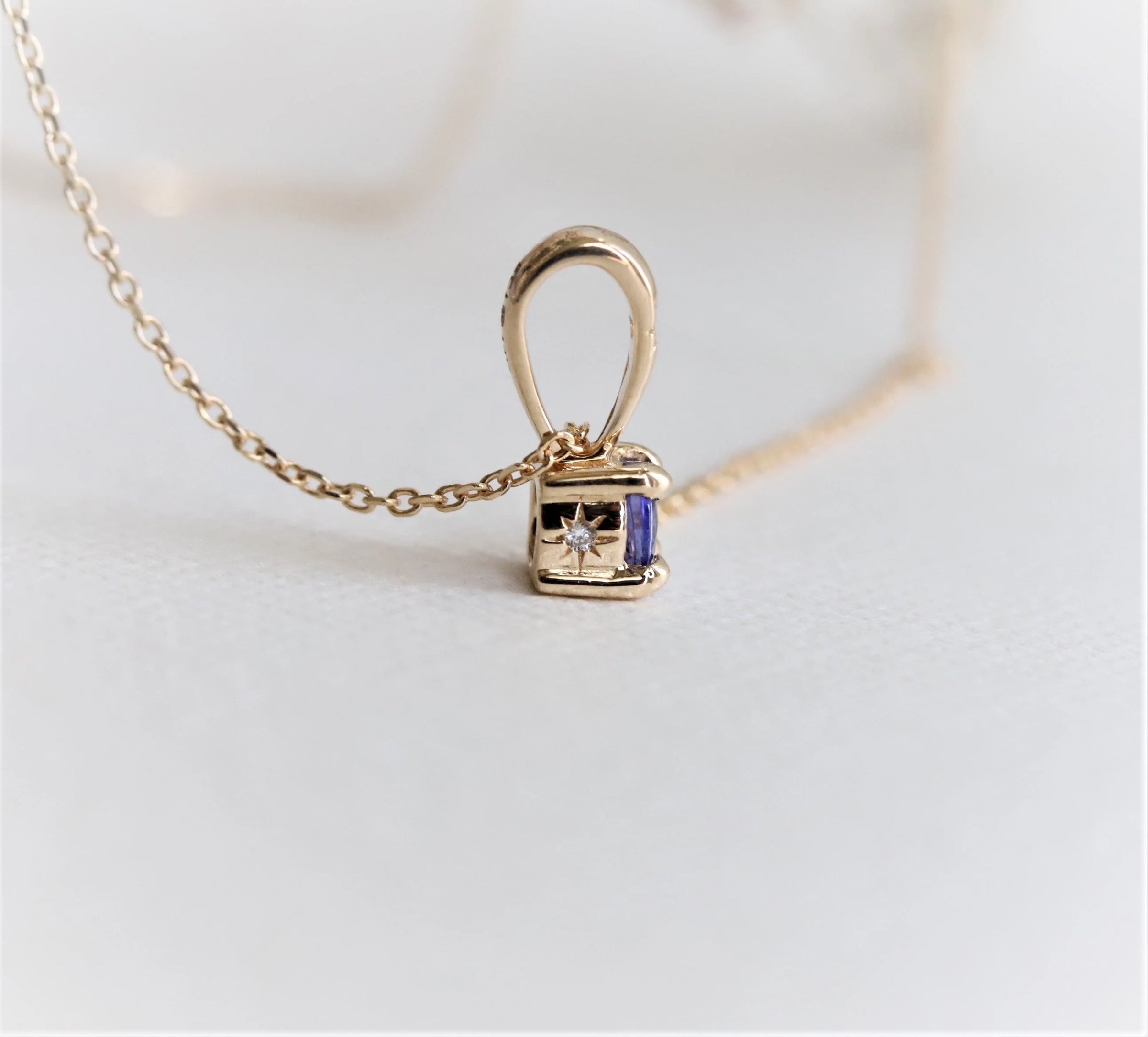 Unique Minimalist Gemstone & Hidden Diamond Necklace