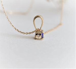 Unique Minimalist Gemstone & Hidden Diamond Necklace