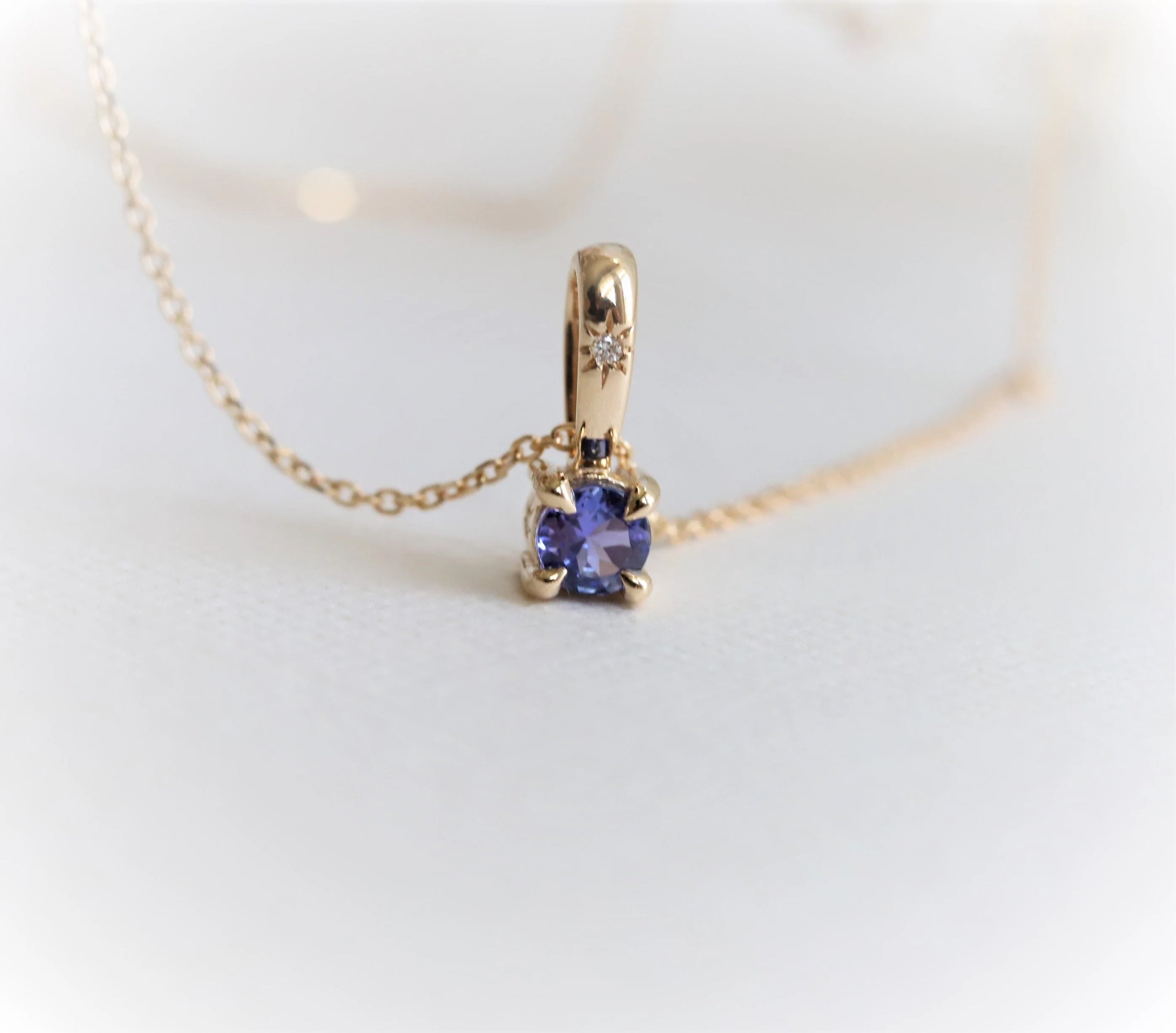 Unique Minimalist Gemstone & Hidden Diamond Necklace