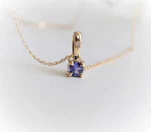 Unique Minimalist Gemstone & Hidden Diamond Necklace