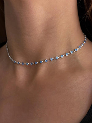 Luxury Aquamarine Heart Choker Necklace