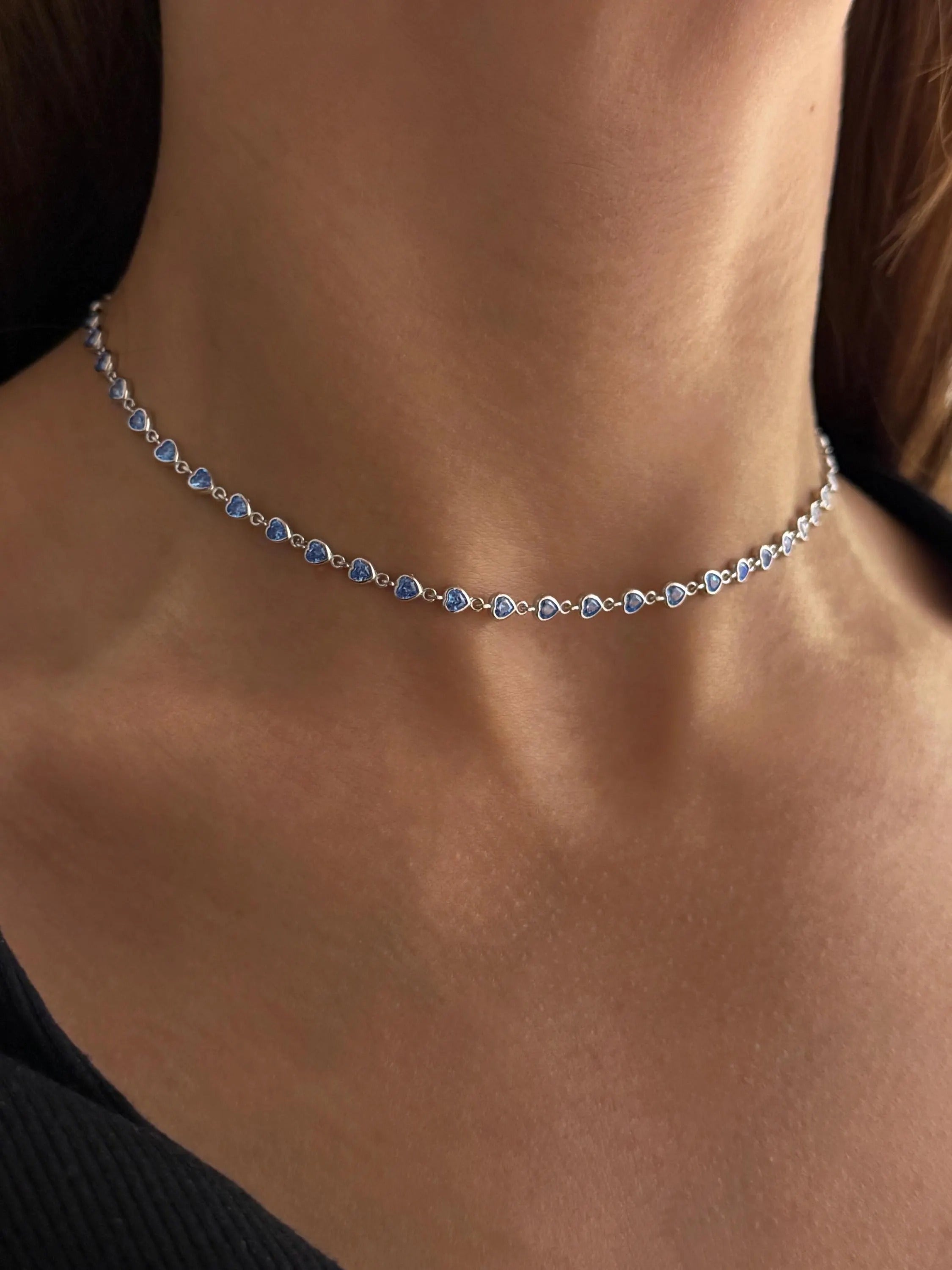 Luxury Aquamarine Heart Choker Necklace