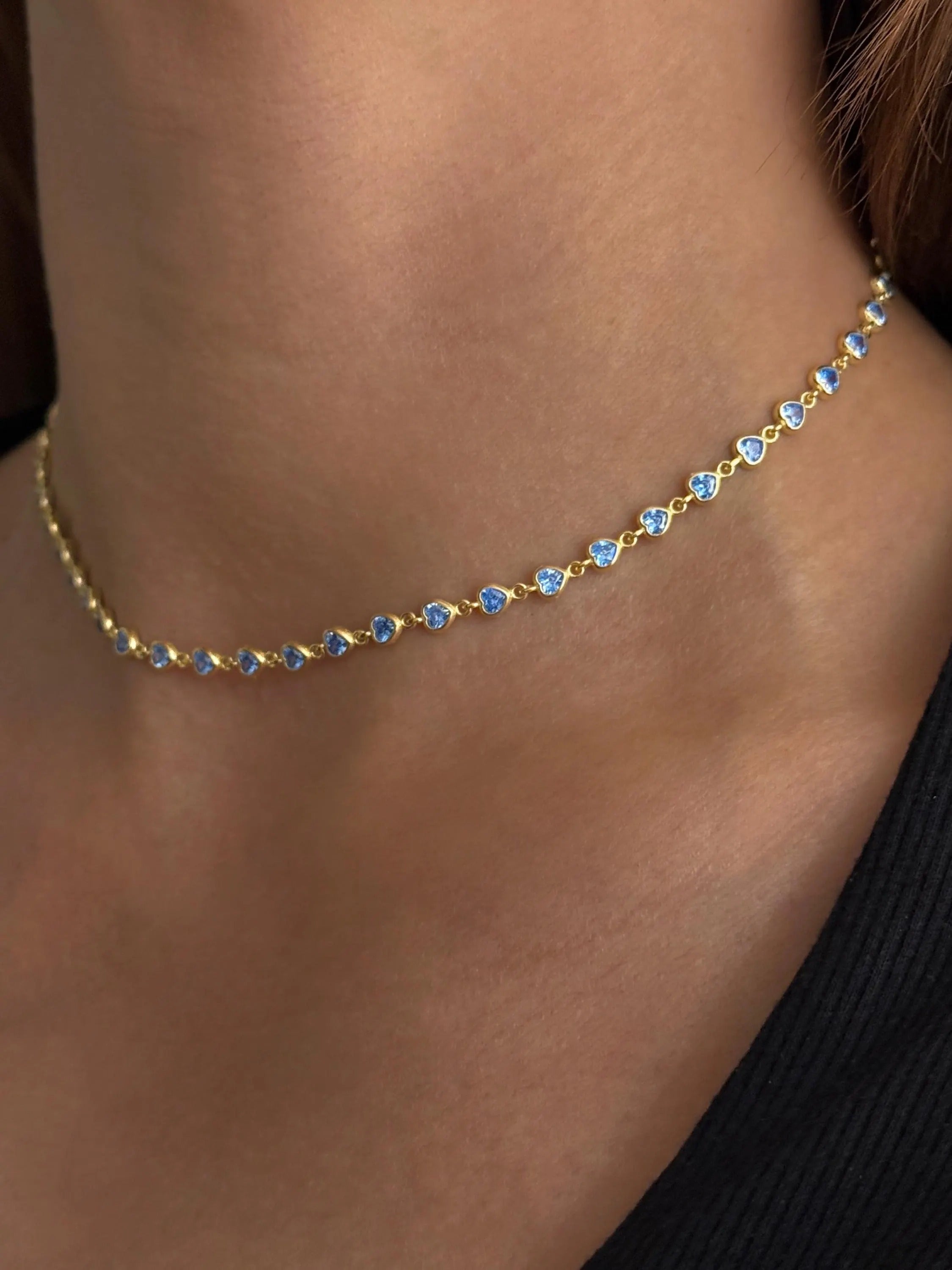 Luxury Aquamarine Heart Choker Necklace