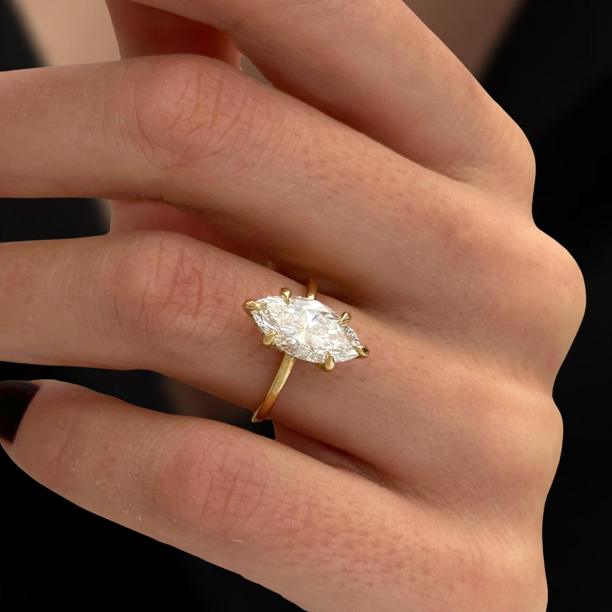 Marquise Lab Diamond Solitaire Engagement Ring