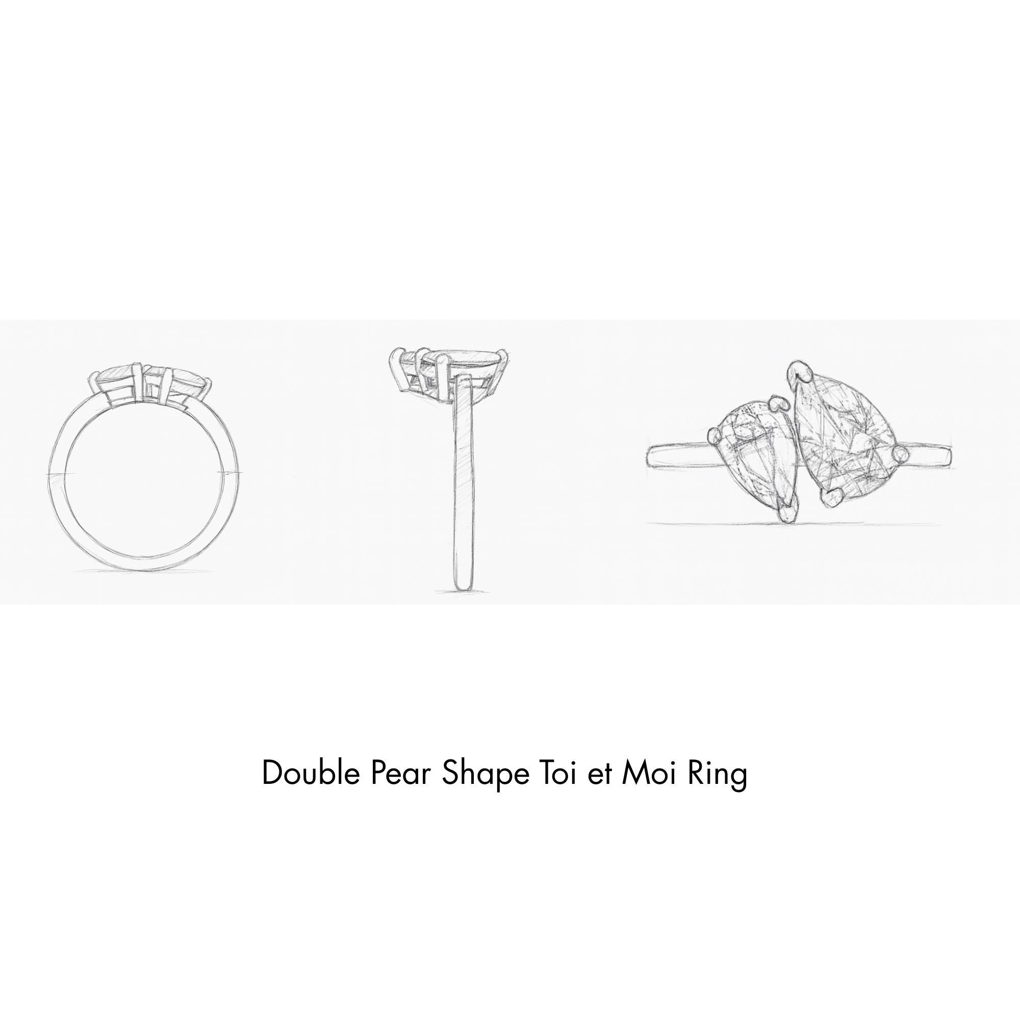 Toi et Moi Double Pear Lab Diamond Engagement Ring
