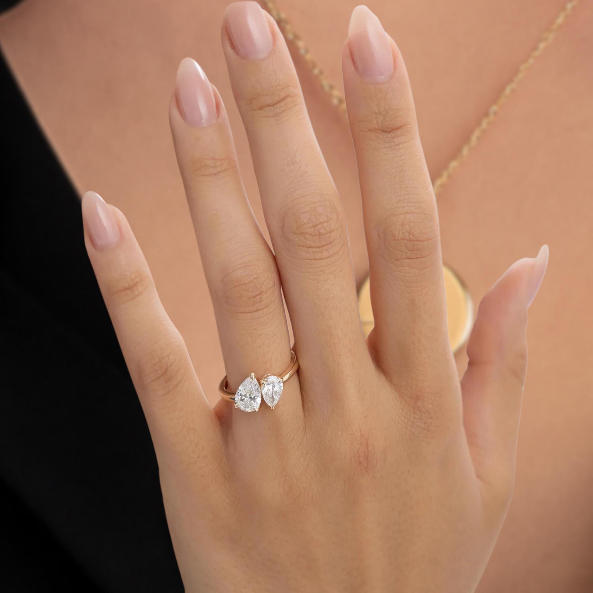 Toi et Moi Double Pear Lab Diamond Engagement Ring