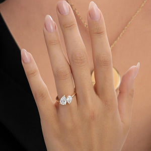 Toi et Moi Double Pear Lab Diamond Engagement Ring