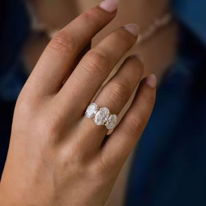 3.50 CTW Oval Cut Moissanite Three Stone Engagement Ring