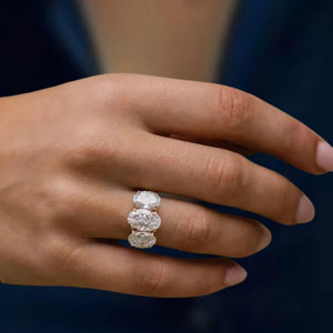 3.50 CTW Oval Cut Moissanite Three Stone Engagement Ring