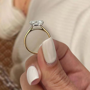 Cushion Cut Lab Diamond Two-Tone Solitaire Engagement Ring