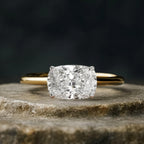2 CT Cushion Cut Lab Grown Diamond Ring, Two-Tone Solitaire Engagement Ring