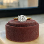 2 CT Cushion Cut Lab Grown Diamond Ring, Two-Tone Solitaire Engagement Ring