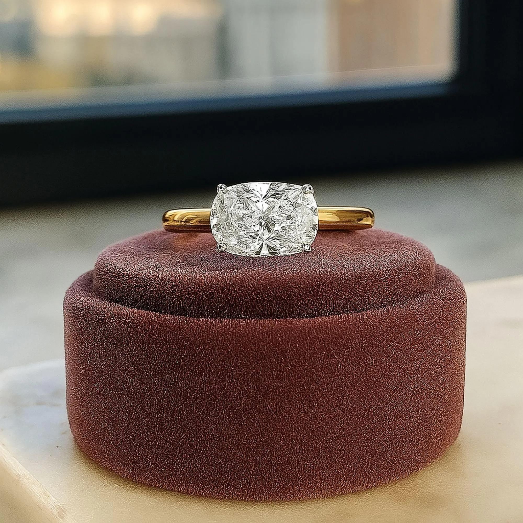 Cushion Cut Lab Diamond Two-Tone Solitaire Engagement Ring