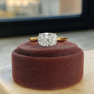 Cushion Cut Lab Diamond Two-Tone Solitaire Engagement Ring