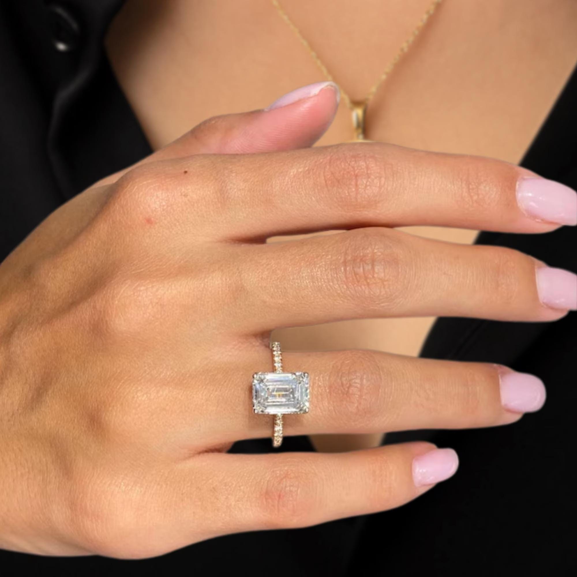 Emerald Cut Lab Grown Diamond Engagement Ring
