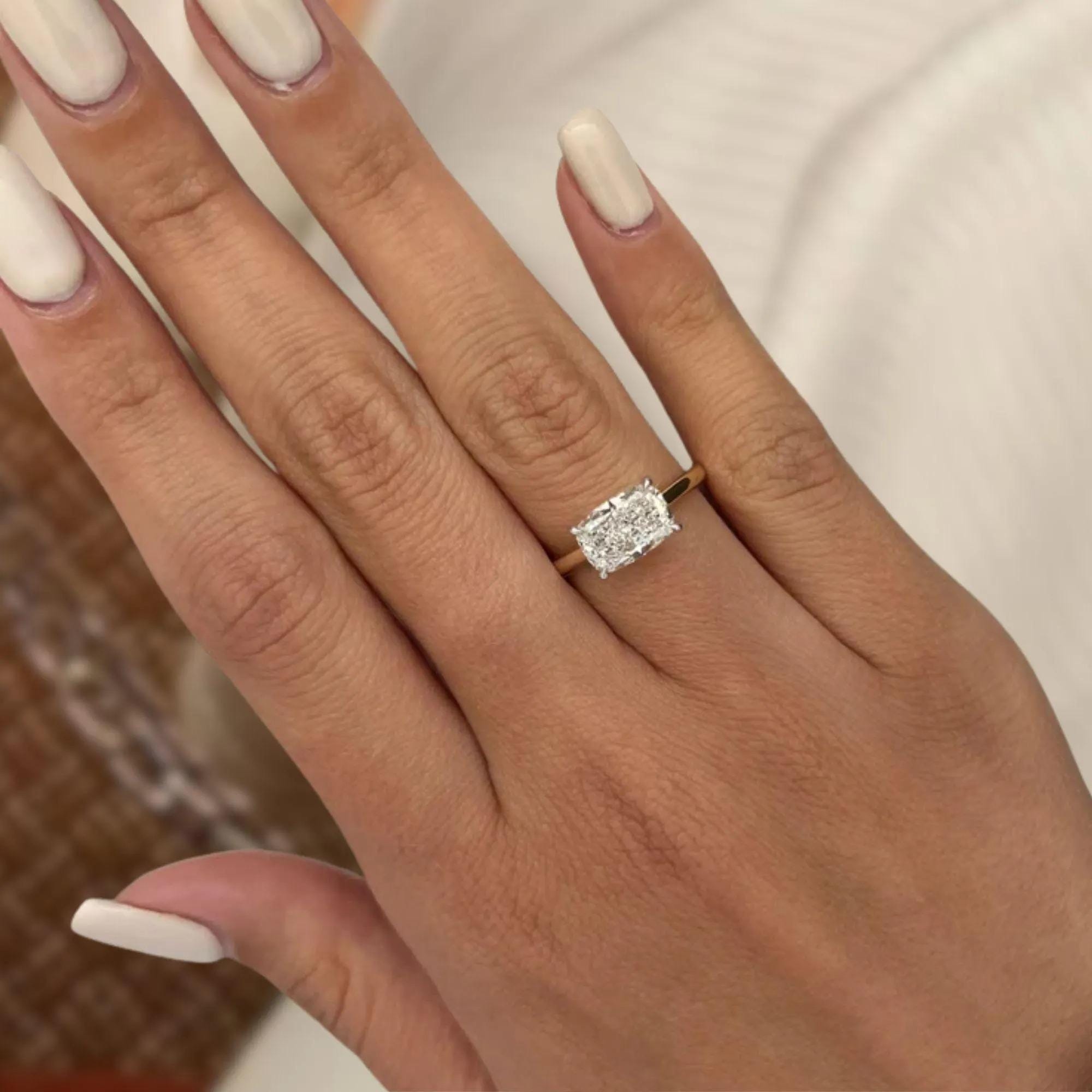 Cushion Cut Lab Diamond Two-Tone Solitaire Engagement Ring