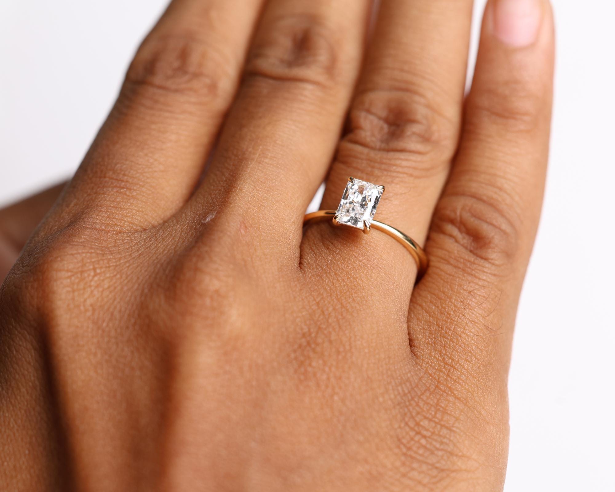 1 Ct Elongated Radiant Lab Diamond Engagement Ring